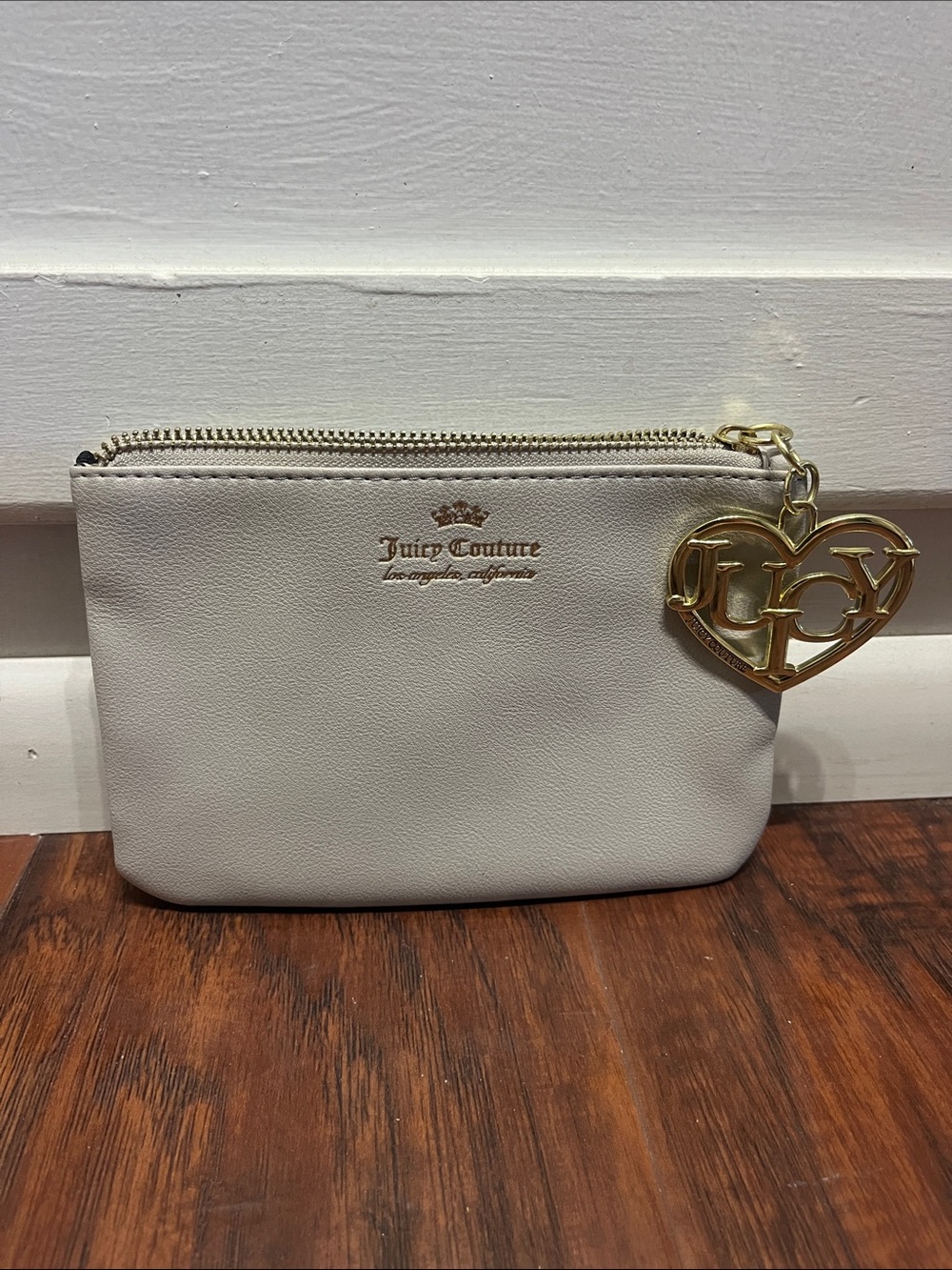 Juicy Couture Cream Leather Mini Bag with Gold Heart Logo Charm